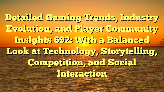 Detailed Gaming Trends, Industry Evolution, and Player Community Insights 692: With a Balanced Look at Technology, Storytelling, Competition, and Social Interaction